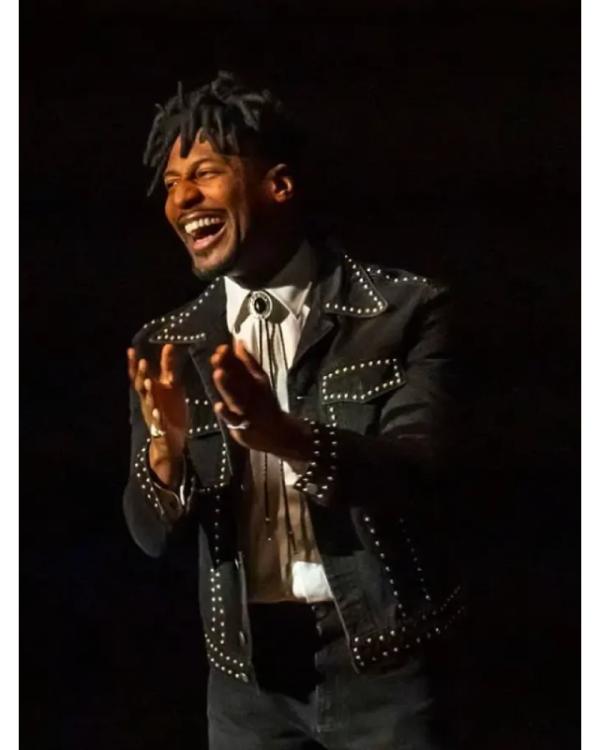 Jon Batiste Milan 2025 Studded Black Denim Jacket