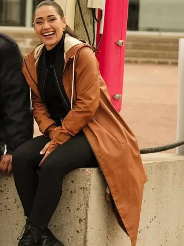 Joséphine Jobert Saint-Pierre Brown Hooded Coat Clanton Jacket