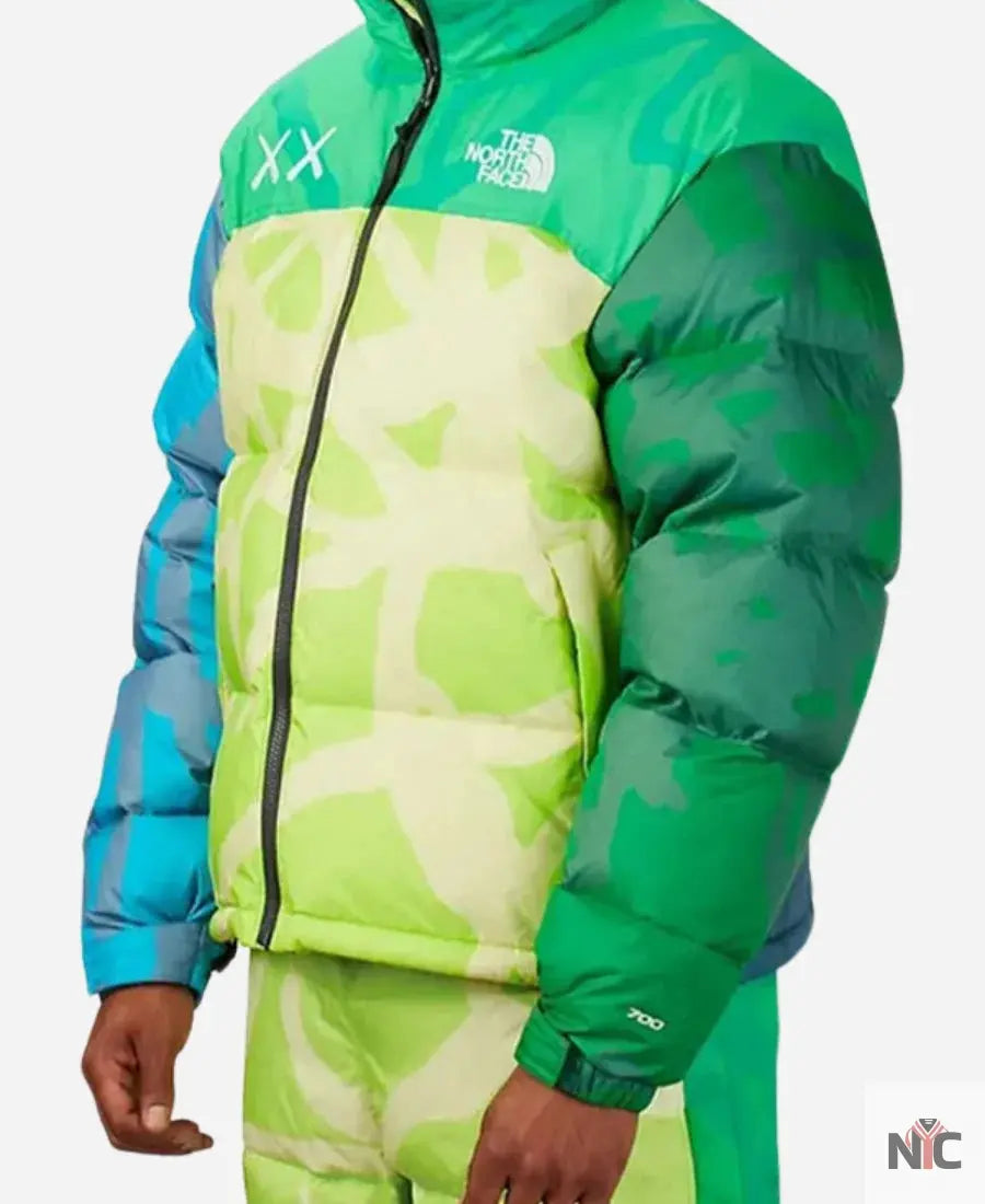 KAWS x The North Face Retro 1996 Nuptse Green Jacket - Clanton Jacket