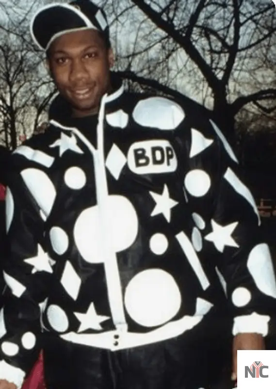 KRS One Black Leather Bomber Jacket Clanton Jacket