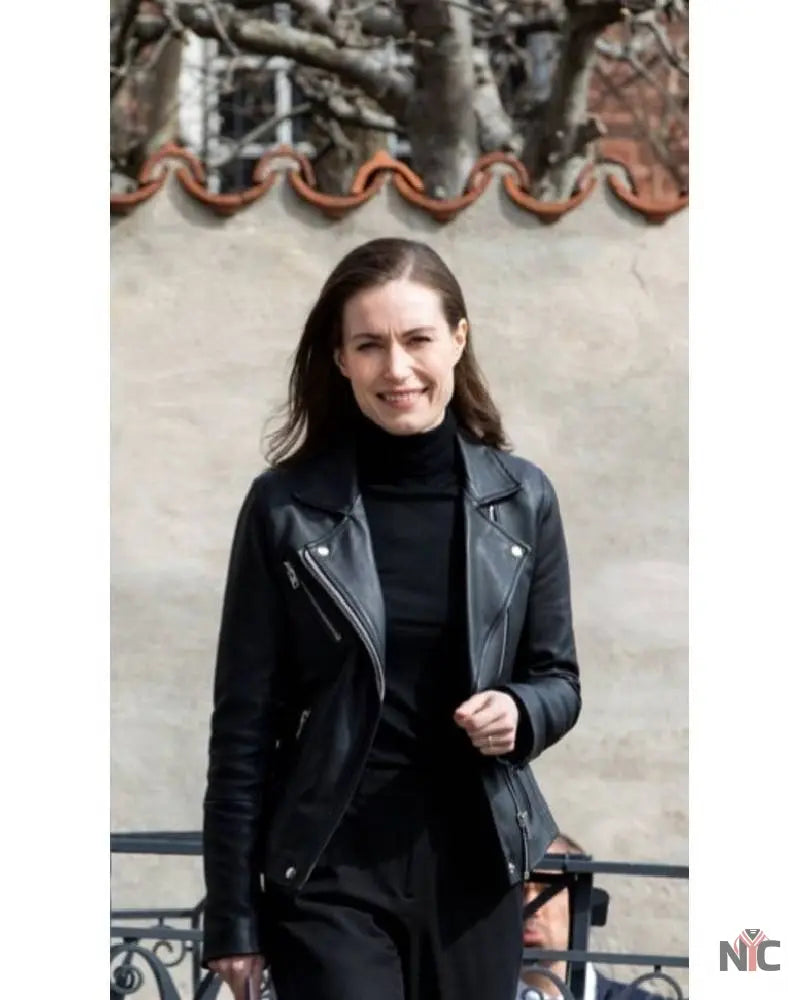 Kaja Kallas Black Biker Jacket Clanton Jacket