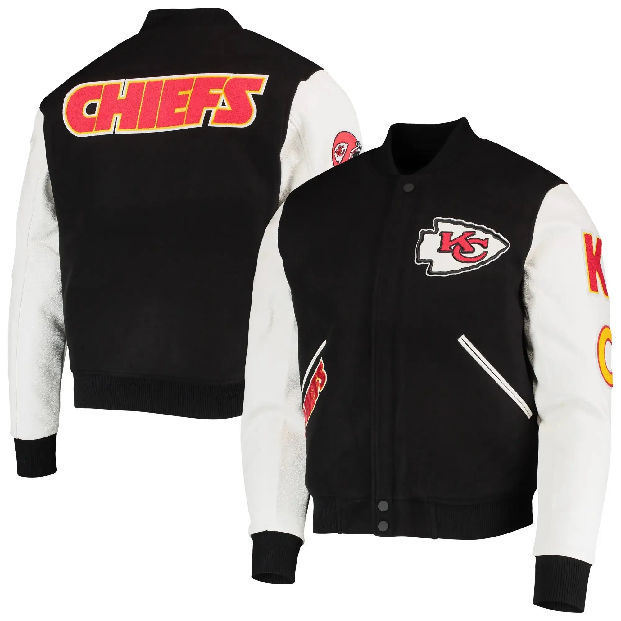 Kansas City Chiefs Black and White Varsity Jacket