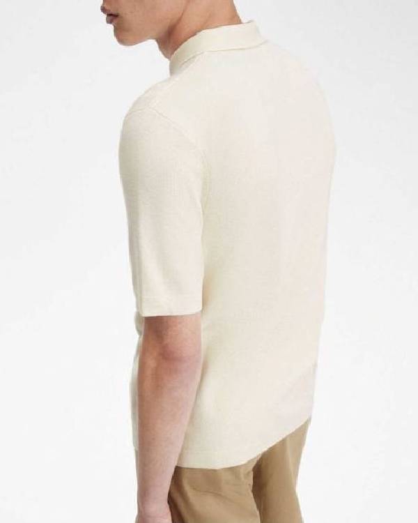 Karen Pirie Karen White Ribbed Polo Top Clanton Jacket