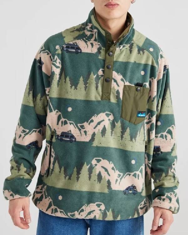 Karen Pirie Printed Fleece Sweatshirt Clanton Jacket