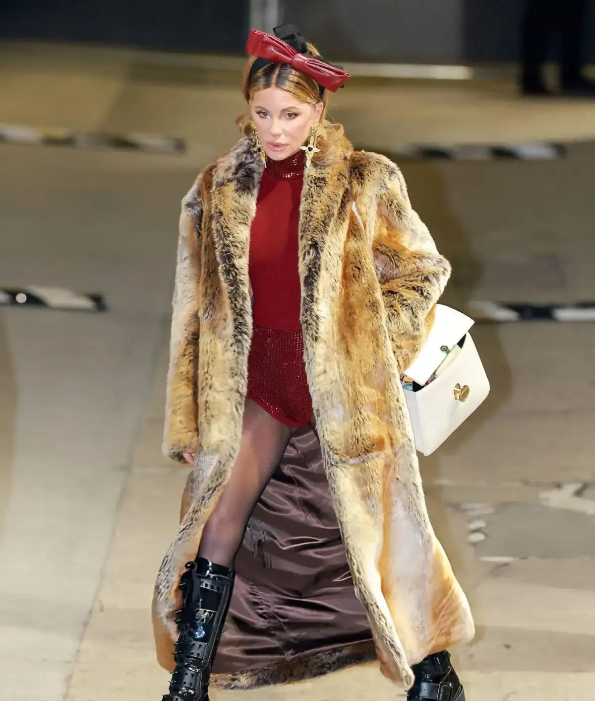 Kate Beckinsale Los Angeles Long Fur Coat