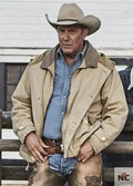 Kevin Costner Yellowstone John Dutton Beige Cotton Jacket Clanton Jacket