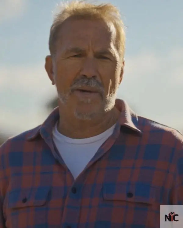 Kevin Costner’s the West Rose Blue Plaid Shirt Clanton Jacket