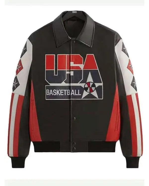 Kevin Durant Olympic 2026 Black Leather Jacket
