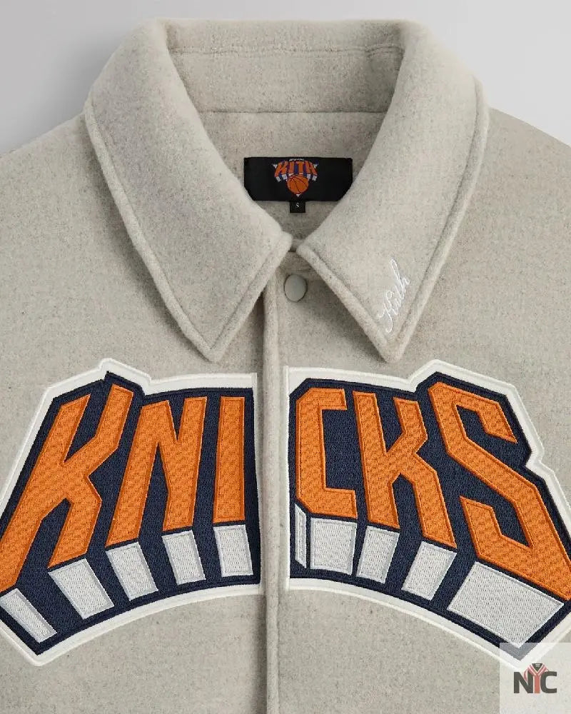 Kith For The New York Knicks Empire Grey Wool Coaches Jacket Clanton Jacket