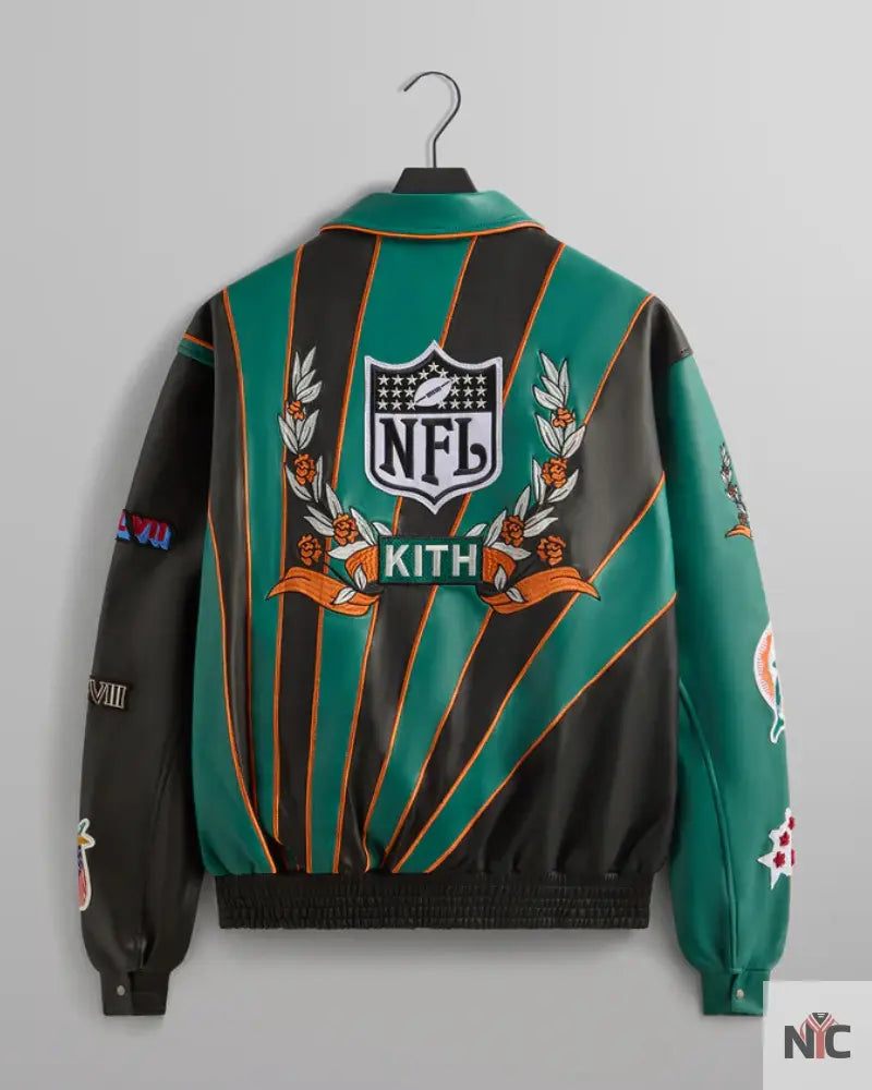 Kith & Jeff Hamilton for the NFL: Dolphins Leather Varsity Jacket Clanton Jacket