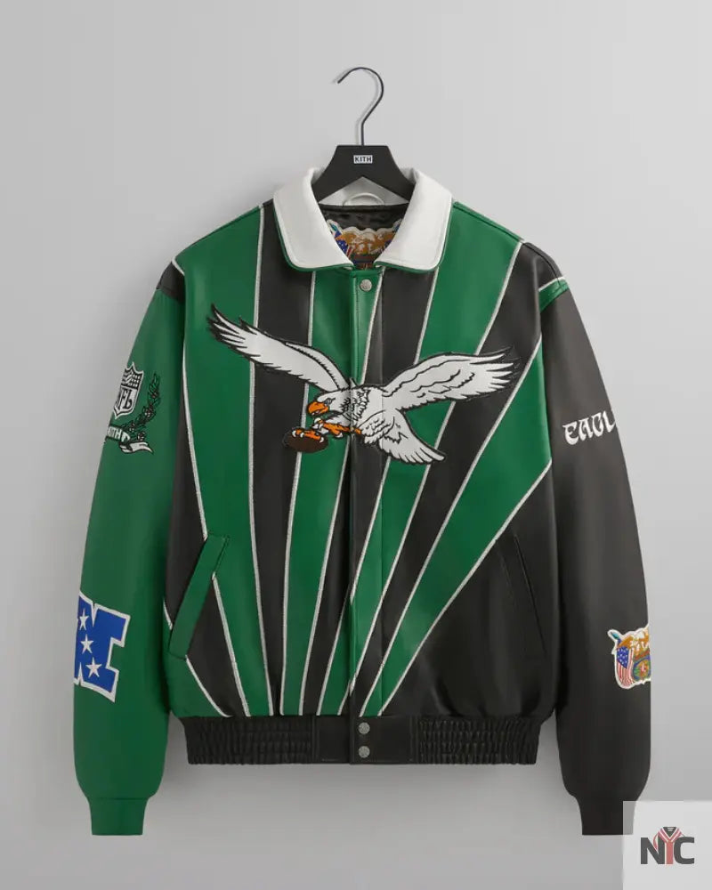 Kith & Jeff Hamilton for the NFL: Eagles Leather Varsity Jacket Clanton Jacket