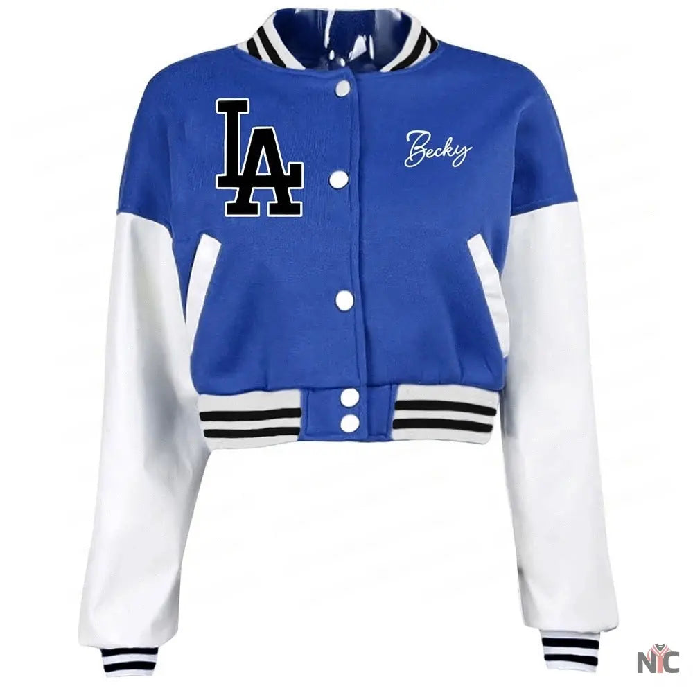 LA Cropped Becky G Letterman Varsity Jacket Clanton Jacket