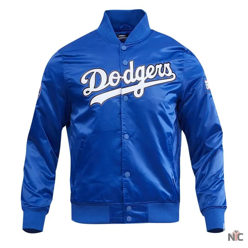 LA Dodgers Big Logo Blue Satin Jacket Clanton Jacket