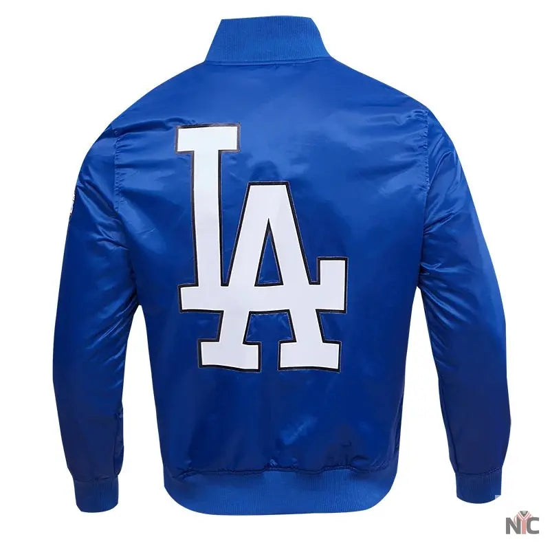 LA Dodgers Big Logo Blue Satin Jacket Clanton Jacket