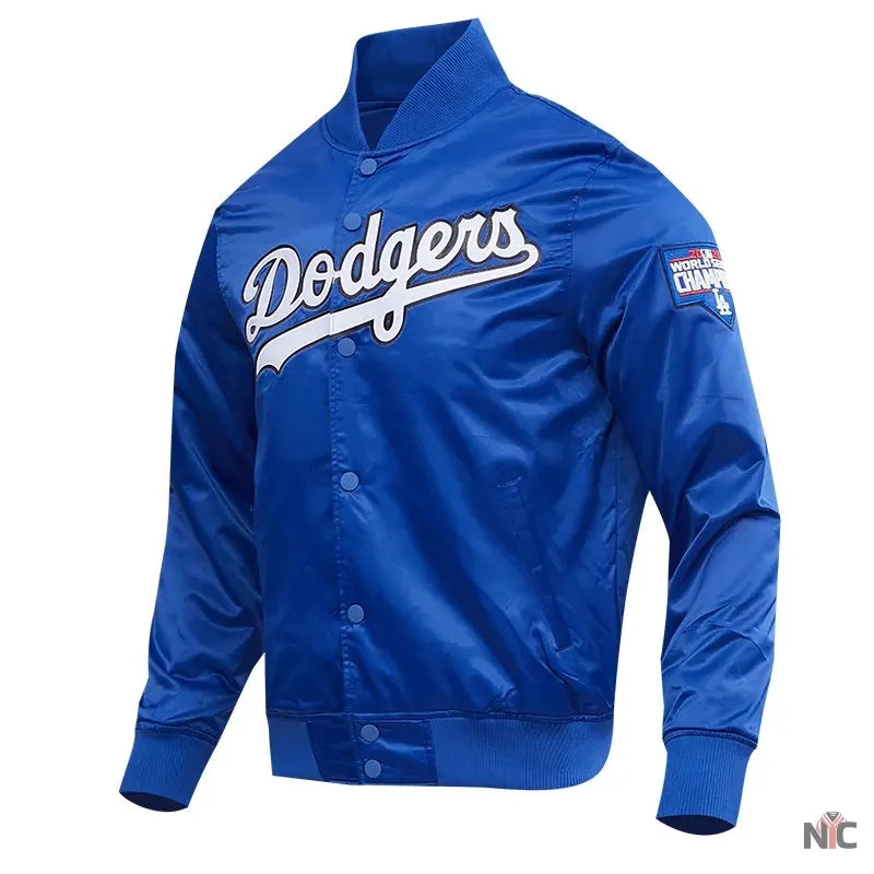 LA Dodgers Big Logo Blue Satin Jacket Clanton Jacket