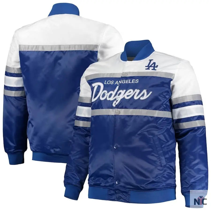 LA Dodgers Coaches Royal Blue And Gray Varsity Jacket Clanton Jacket