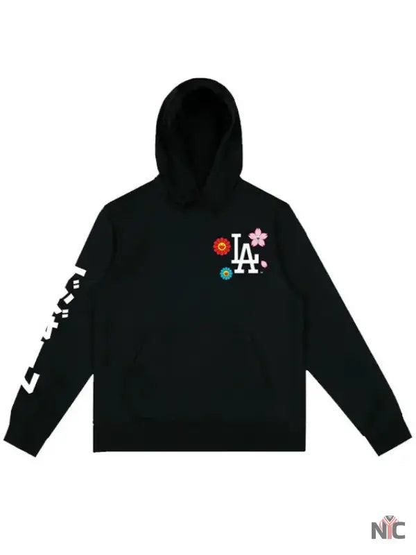 LA Dodgers Floral Black Hoodie Clanton Jacket