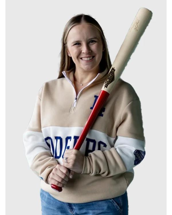 LA Dodgers Women’s Night Quarter Zip Beige Sweatshirt