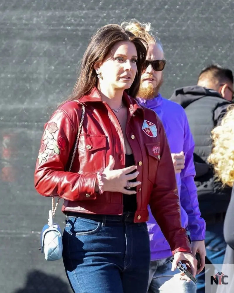 Lana Del Rey Super Bowl LVIII Red Jacket Clanton Jacket