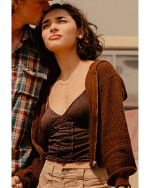 Landman Paulina Chavez Brown Cropped Hoodie
