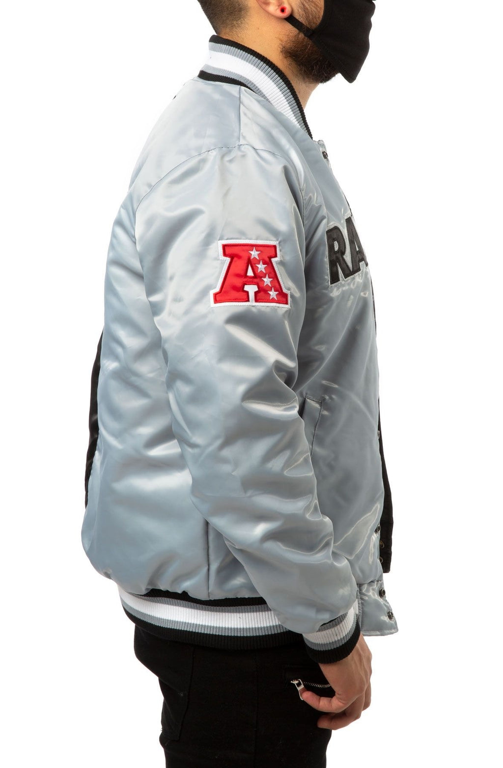 Las Vegas Raiders Black And Grey Satin Jacket