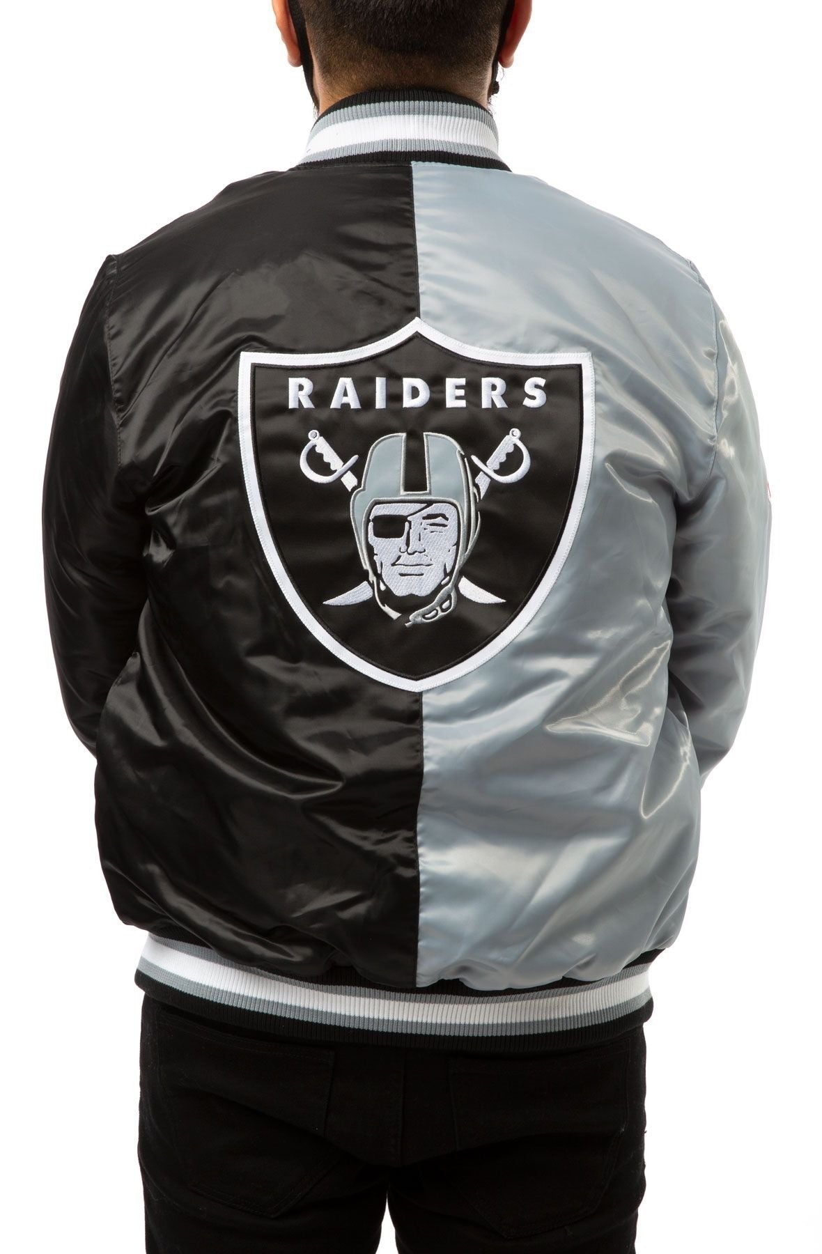 Las Vegas Raiders Black And Grey Satin Jacket