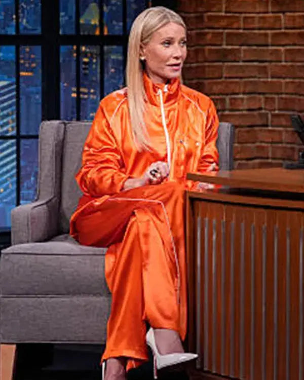 Late Night with Seth Meyers Gwyneth Paltrow Orange Tracksuit