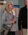 Leanne S01 Kristen Johnston Grey Skull Print Hooded Hoodie Clanton Jacket