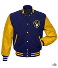 Letterman Milwaukee Brewers Yellow and Blue Jacket Clanton Jacket