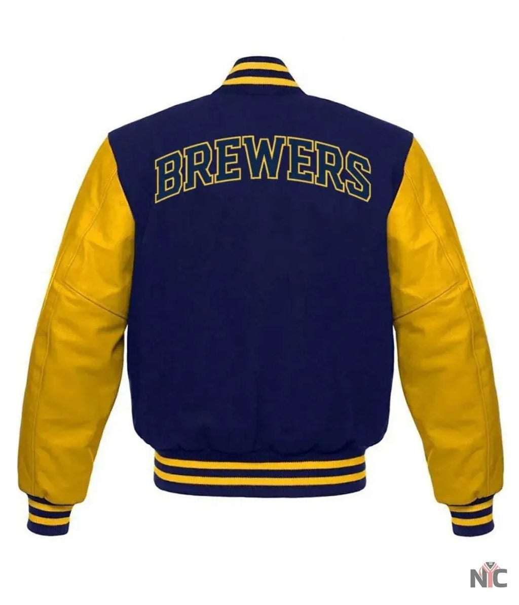 Letterman Milwaukee Brewers Yellow and Blue Jacket Clanton Jacket