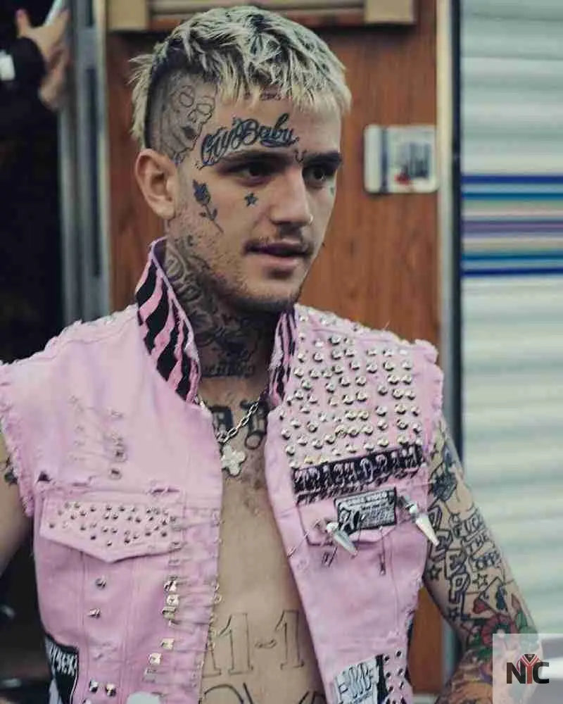 Lil Peep Pink Studded Vest Clanton Jacket