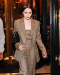 Lily Collins Plaid Blazer