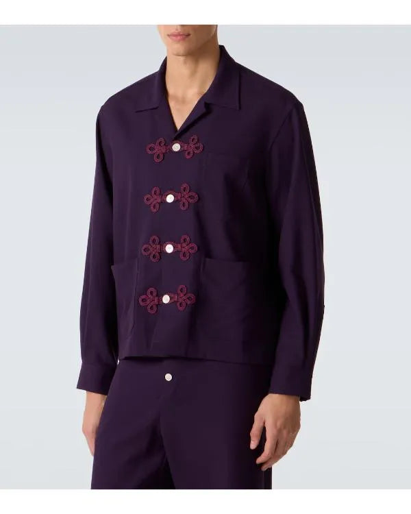 Live with Kelly & Mark Colman Domingo Purple Embroidered Shirt