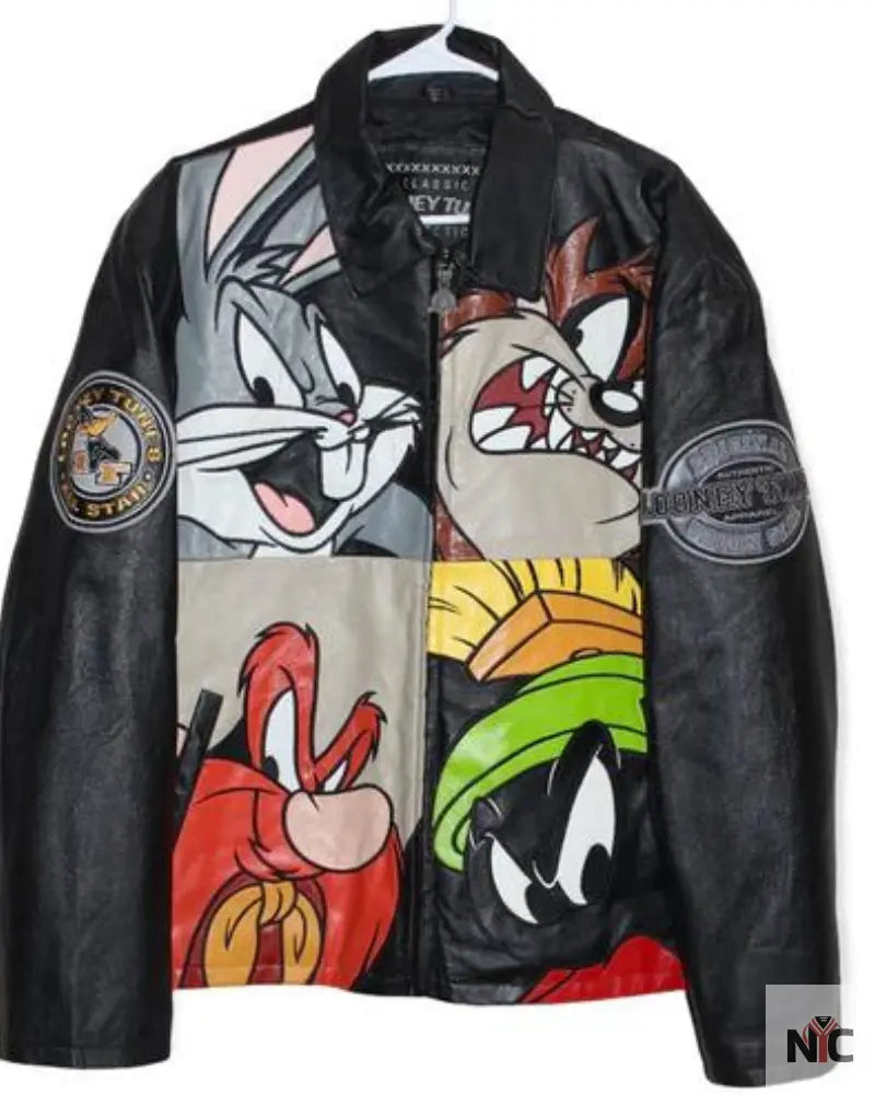 Looney Tunes Space Jam Cartoon Warner Bros Leather Jacket Clanton Jacket