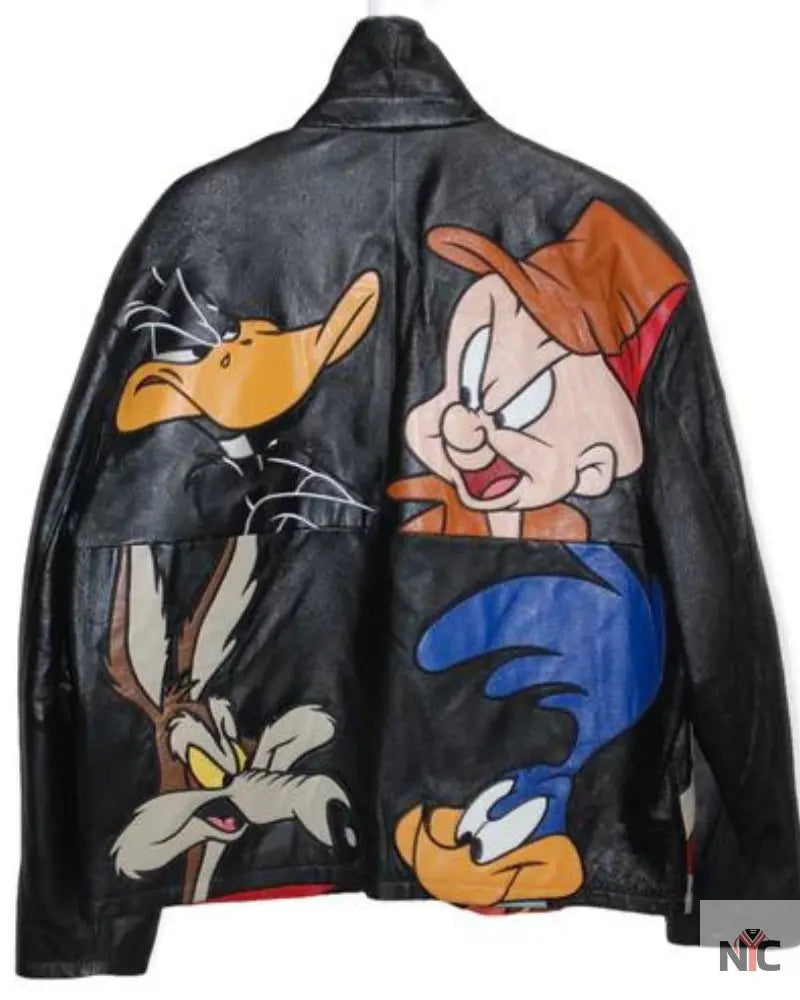 Looney Tunes Space Jam Cartoon Warner Bros Leather Jacket Clanton Jacket
