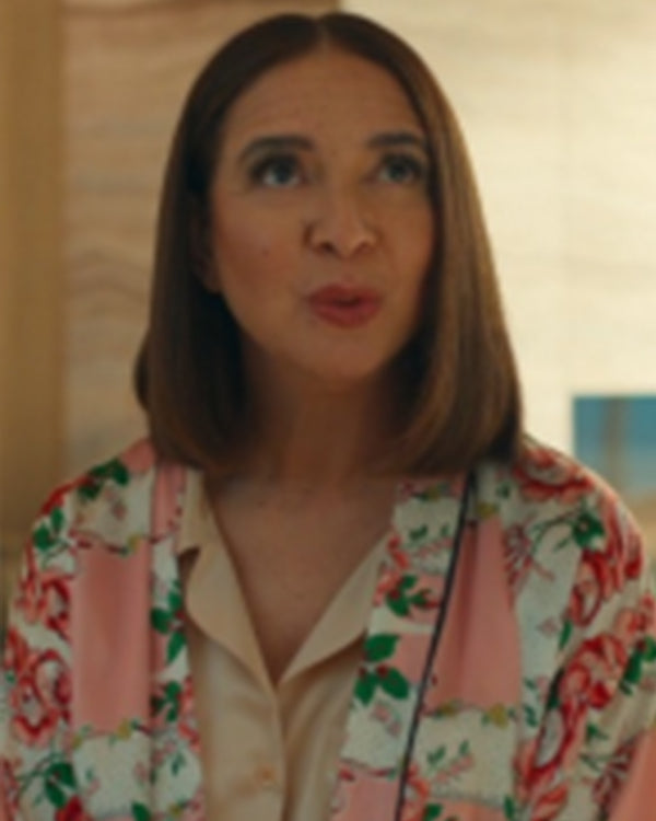 Loot S03 Maya Rudolph Rose Print Pink Satin Robe