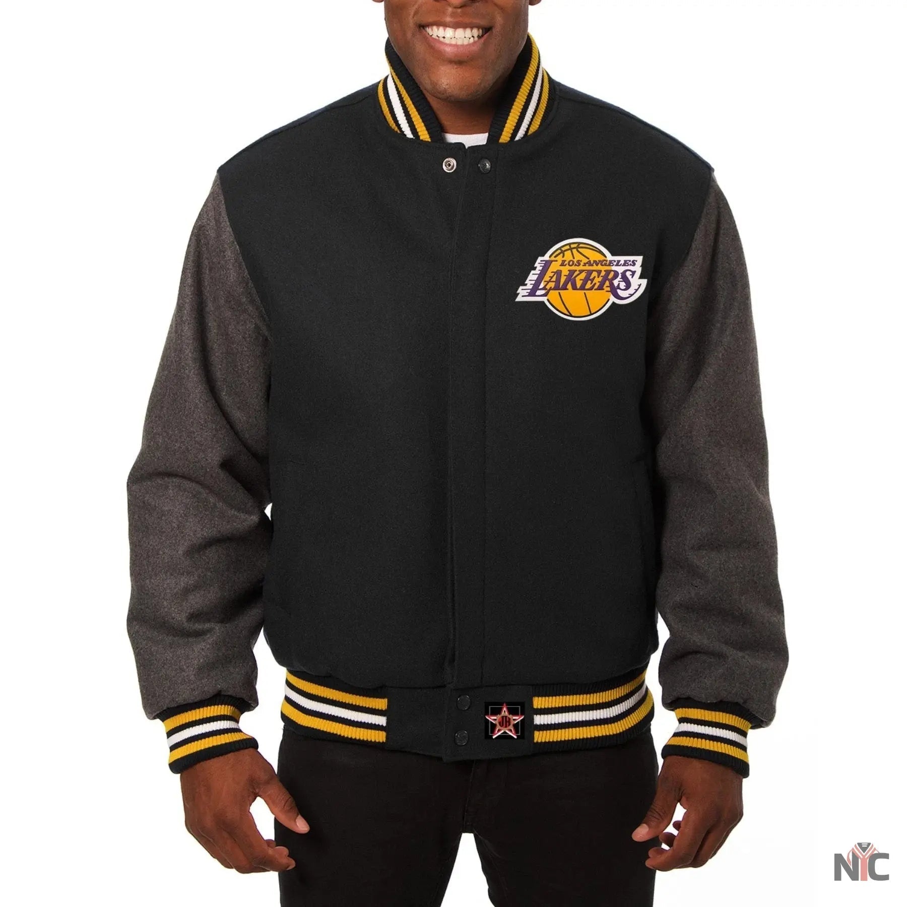 Los Angeles Lakers Black & Grey Wool Varsity Jacket Clanton Jacket