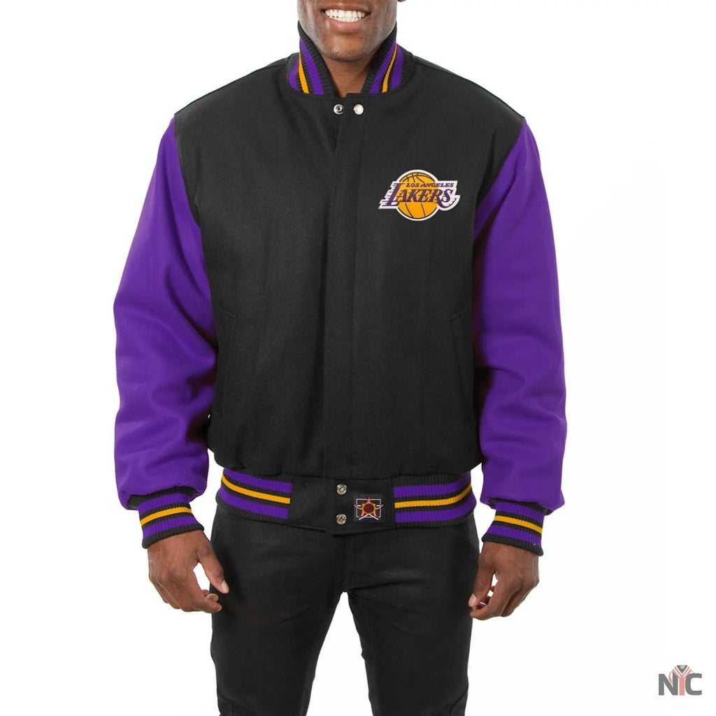 Los Angeles Lakers Black & Purple Wool Varsity Jacket Clanton Jacket