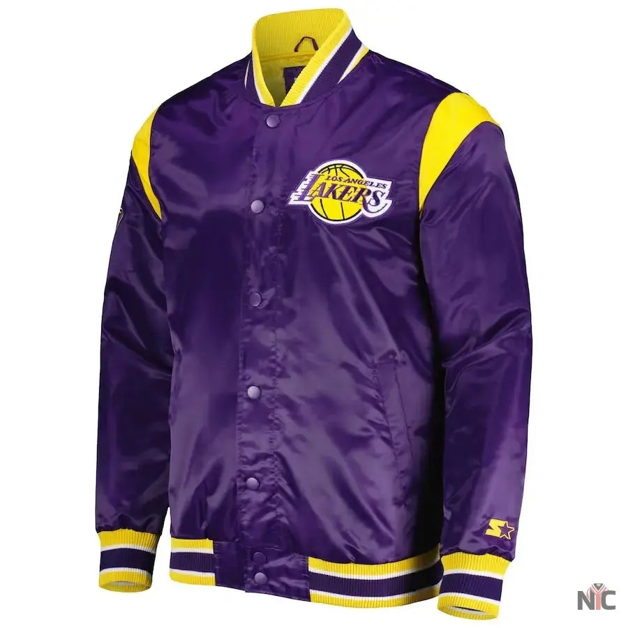Los Angeles Lakers Force Play Purple Satin Jacket Clanton Jacket