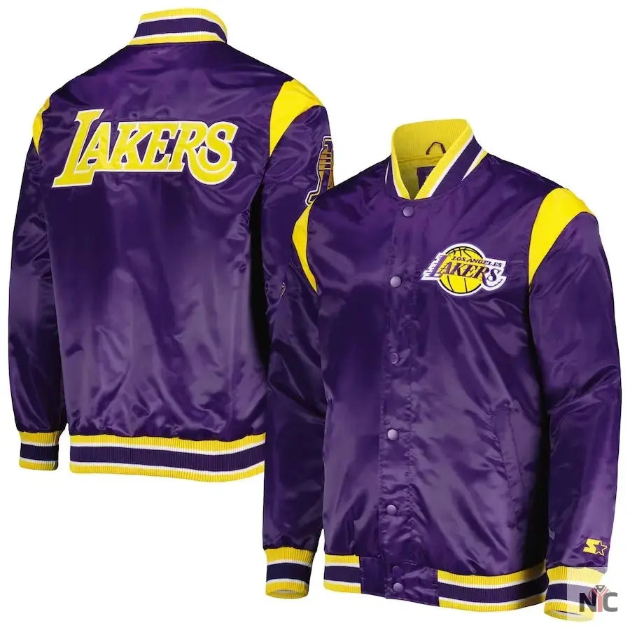 Los Angeles Lakers Force Play Purple Satin Jacket Clanton Jacket