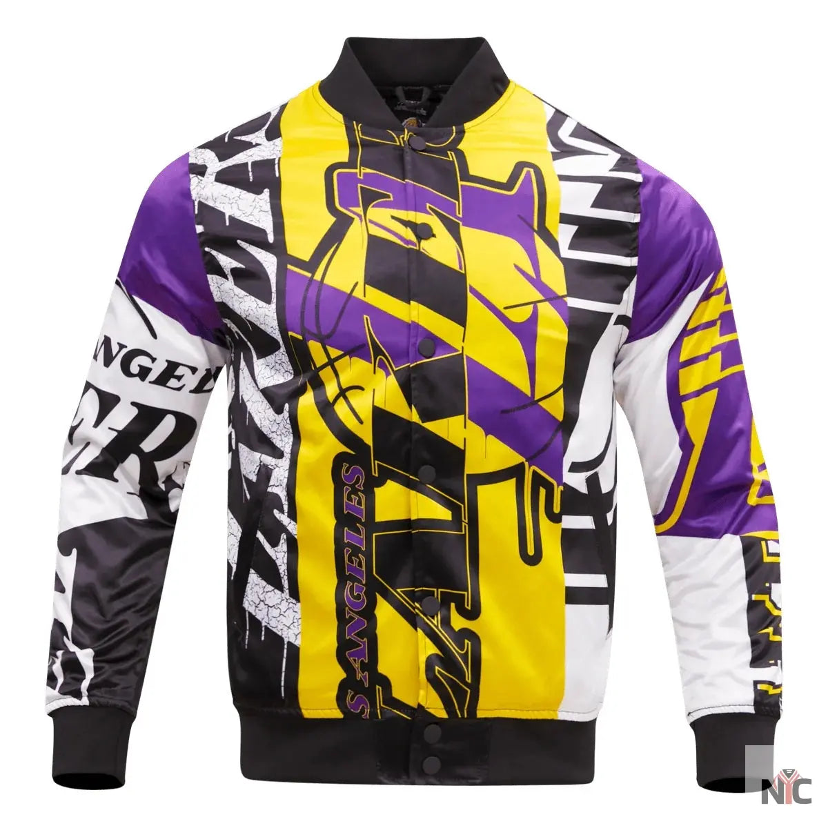 Los Angeles Lakers Mashup Satin Varsity Jacket Clanton Jacket