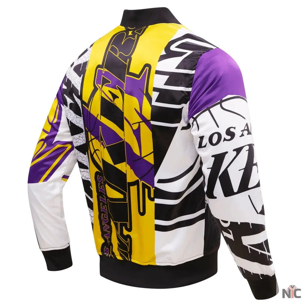 Los Angeles Lakers Mashup Satin Varsity Jacket Clanton Jacket