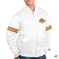 Los Angeles Lakers Power Forward White Satin Varsity Jacket Clanton Jacket