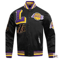 Los Angeles Lakers Pro Standard Mash Up Black Satin Jacket Clanton Jacket