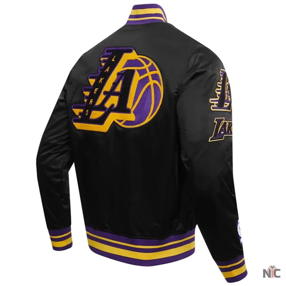 Los Angeles Lakers Pro Standard Mash Up Black Satin Jacket Clanton Jacket