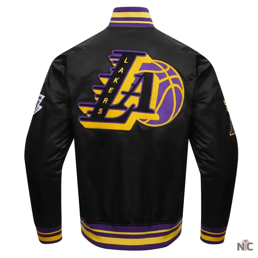 Los Angeles Lakers Pro Standard Mash Up Black Satin Jacket Clanton Jacket