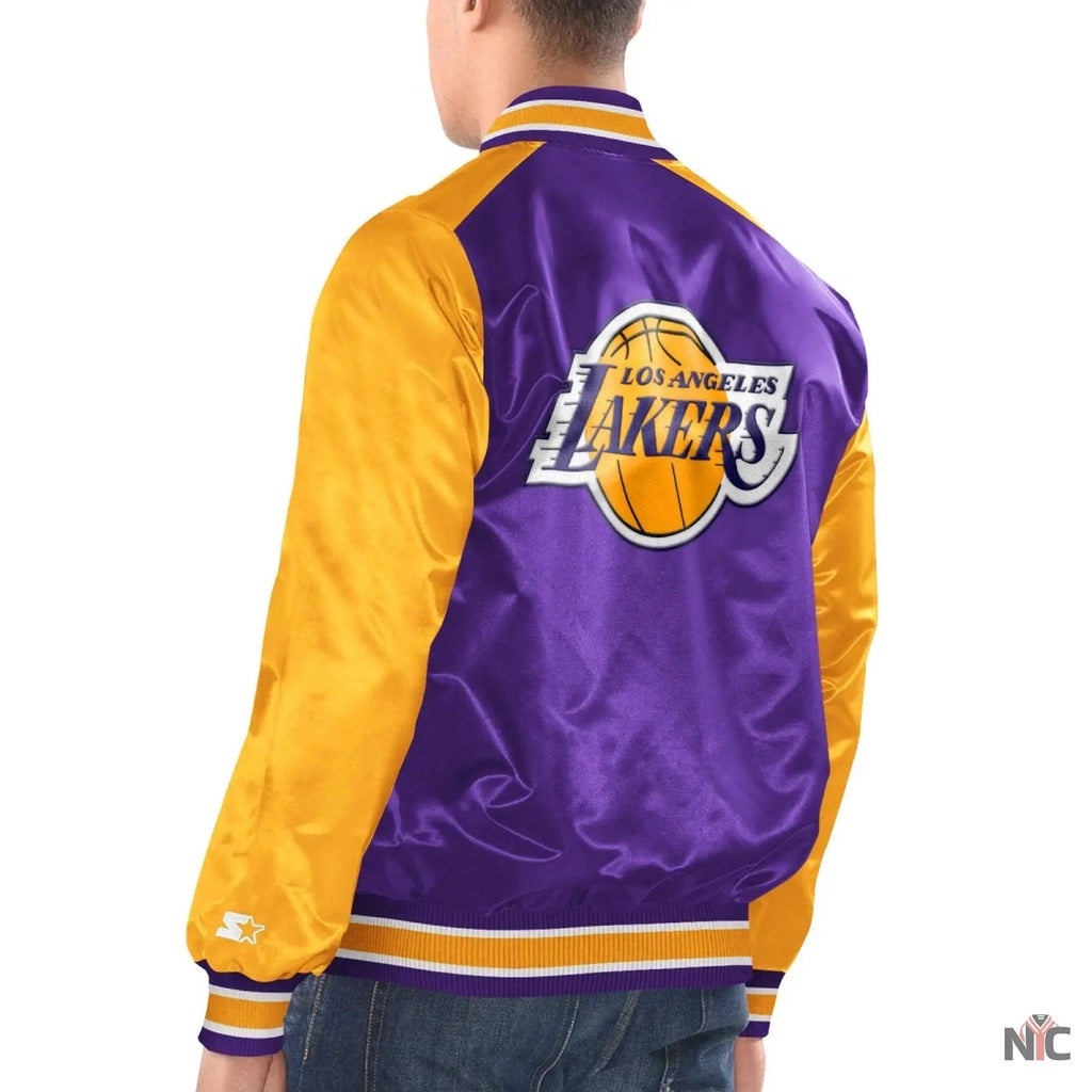 Los Angeles Lakers Renegade Purple & Yellow Satin Jacket Clanton Jacket