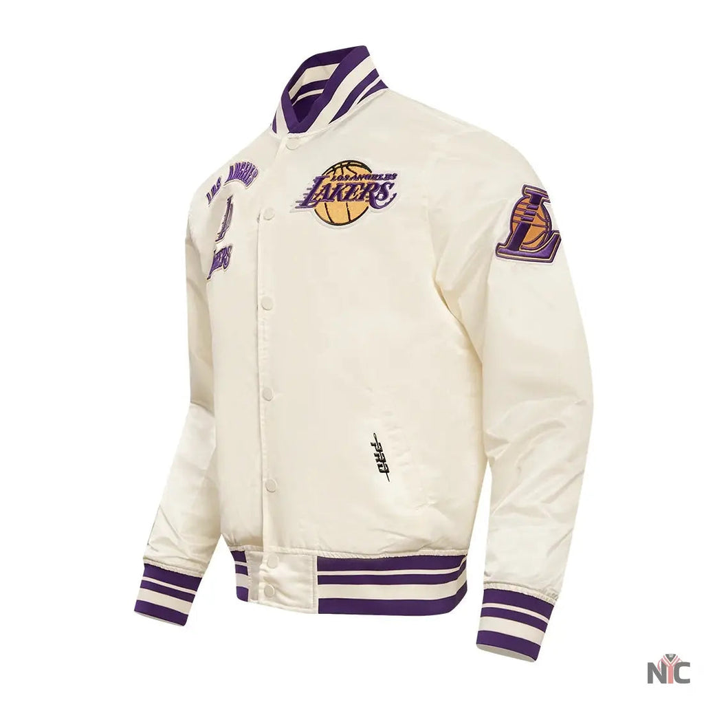 Los Angeles Lakers Retro Classic Rib Satin Varsity Jacket Clanton Jacket