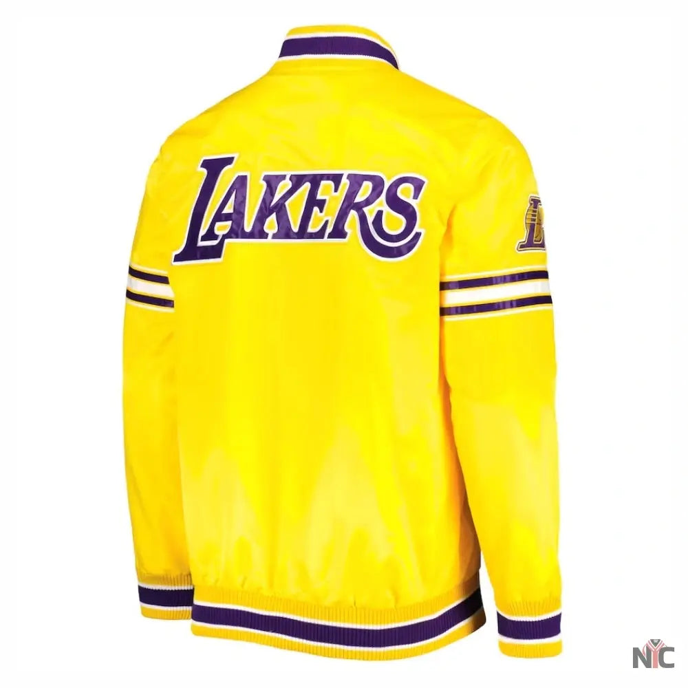 Los Angeles Lakers Slider Yellow Satin Varsity Jacket Clanton Jacket