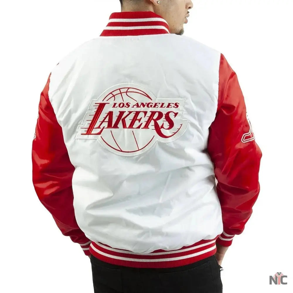 Los Angeles Lakers White And Red Satin Jacket Clanton Jacket
